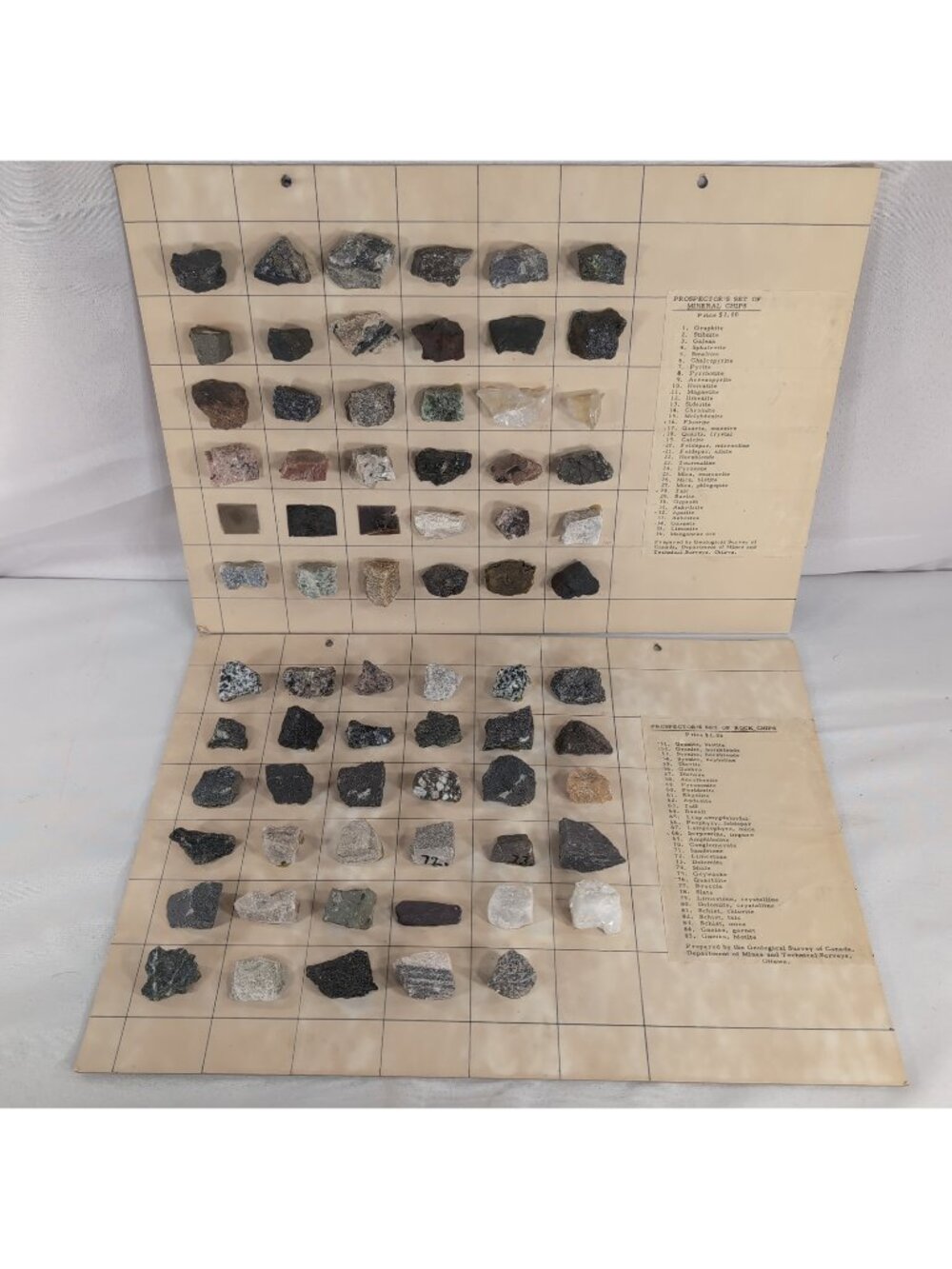 Geological Survey of Canada Prospector's Set of Rocks Minerals 1966 Vintage